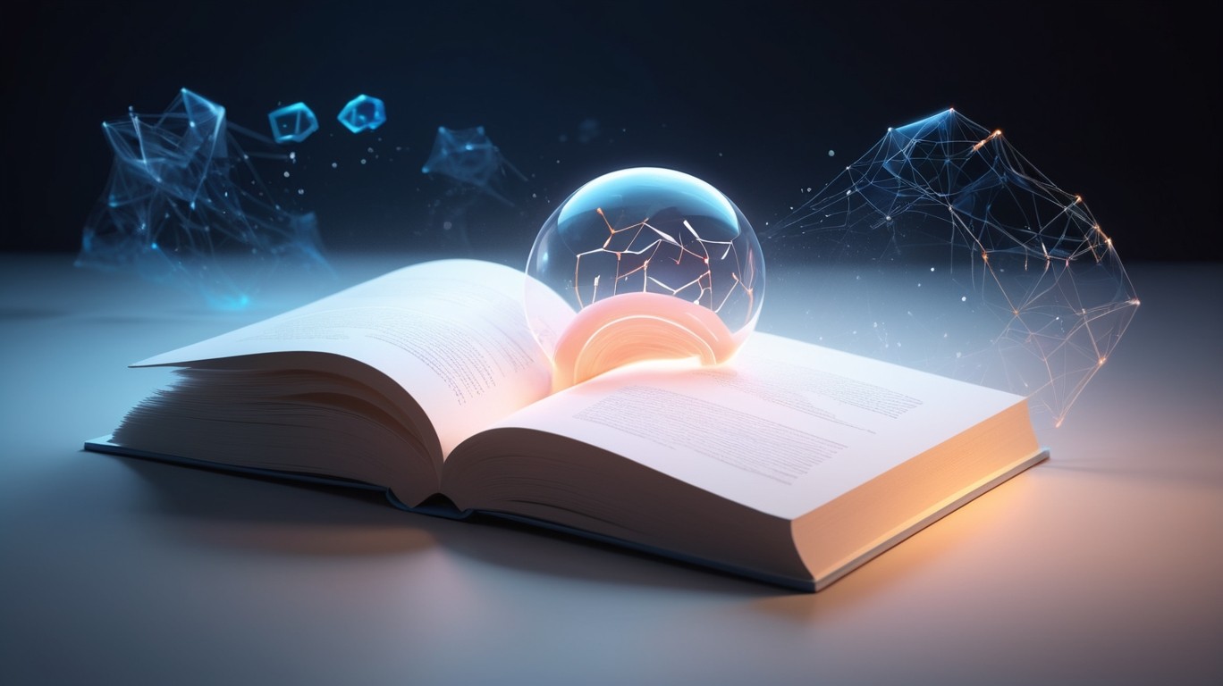 Libro y esfera con estelas que simulan redes de internet
